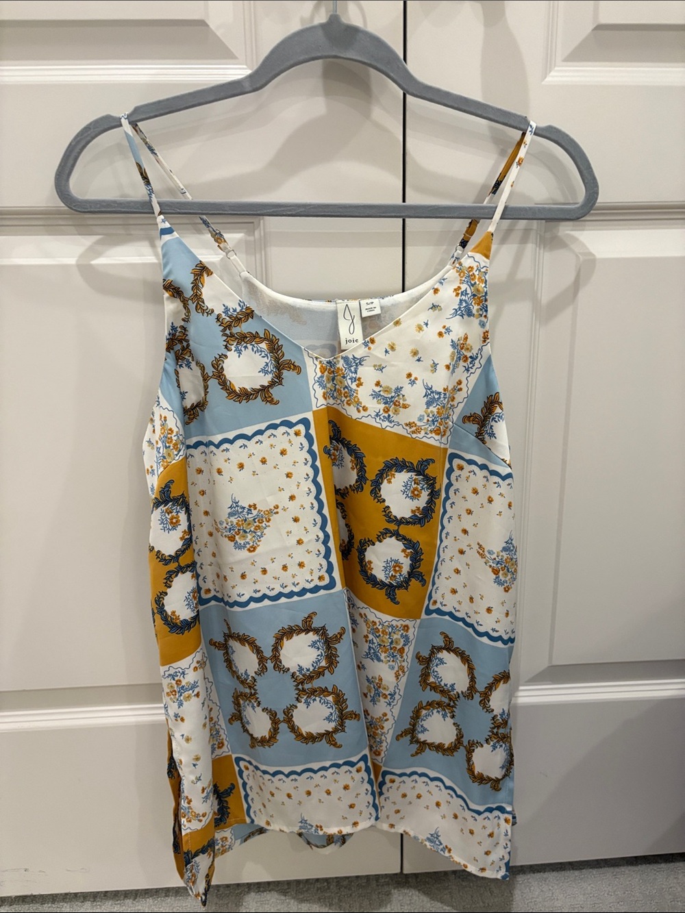 Joie Blue, Mustard & White Floral Patchwork Cami